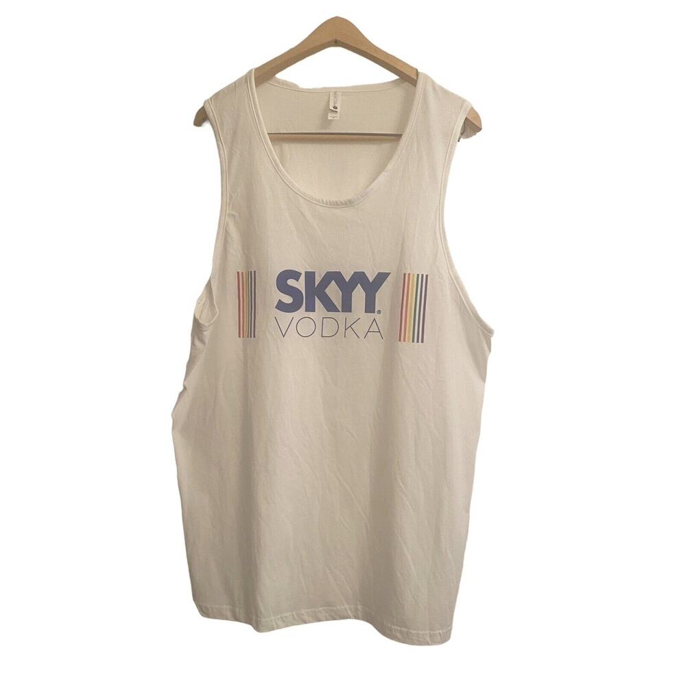 SKYY Vodka PRIDE Unisex Size X-Large White 100% Cotton Tank Top Rainbow Colors - Picture 14 of 15